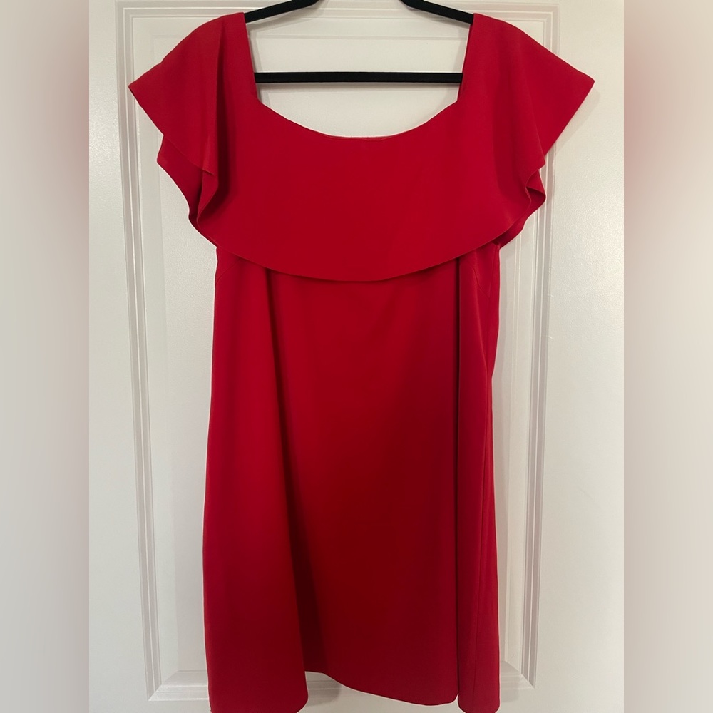 Red Off the shoulder Shift Dress